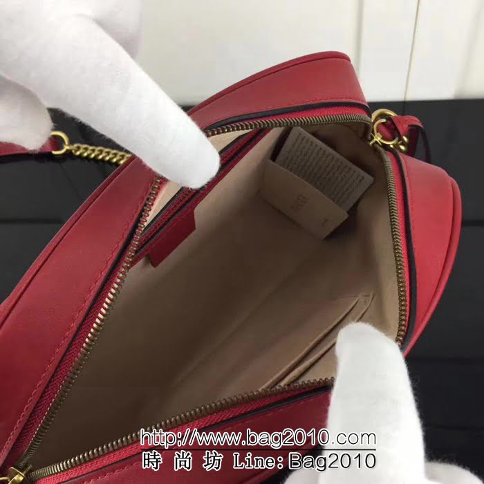 GUCCI古馳原單 新款專櫃品質原單貨實物實拍 443499 大紅鏈條單肩斜挎包 HY1221